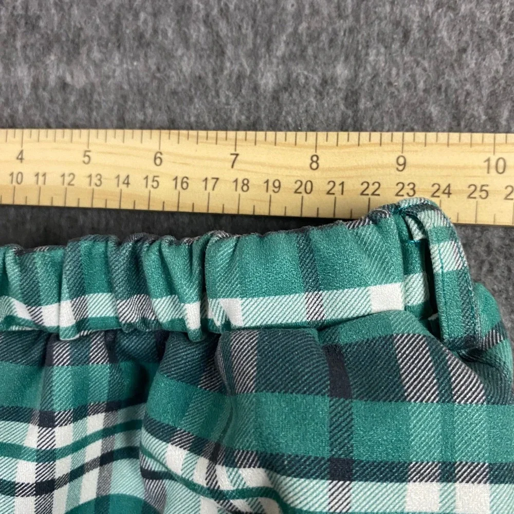 Girls Sz 7/8 Green Plaid Scalloped Hem A-Line Skirt Elastic Waist Preppy School